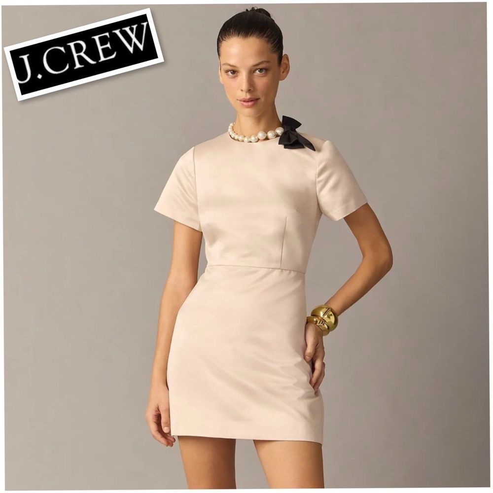 J. Crew NWT Collection Michelle A-line Mini  Dress Duchesse Satin Champagne 12